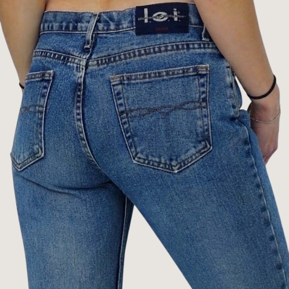Vintage LEI Jeans Size 11 Medium Wash High Rise Flared Wide Leg 100% Cotton Y2K